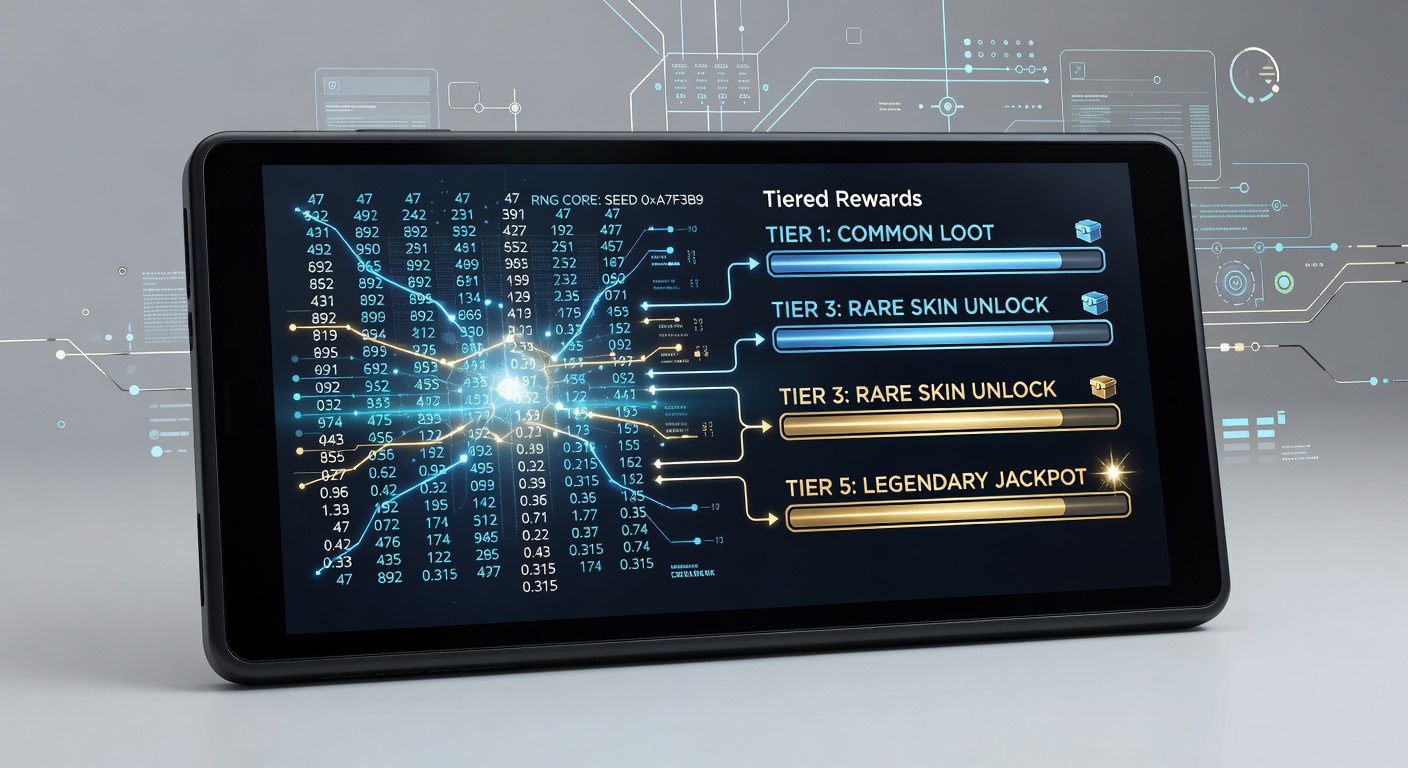 Developer dashboard showing RNG distribution curves mapped to tiered reward unlock thresholds